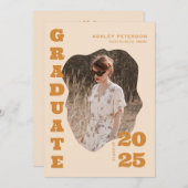 Invitation Typographie Jaune moderne rétro 2 Diplôme Photo (Devant / Derrière)