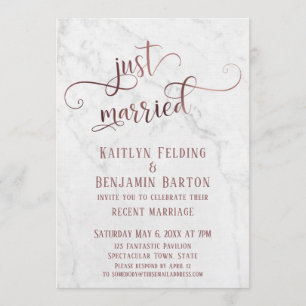 Invitation Typographie "Jeunes mariés" Rose Gold avec Marbre