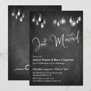 Invitation Typographie "Juste Mariés" Lumières Edison Tableau