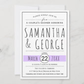 Invitation Typographie lavande douche mariage couple (Devant)