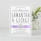 Invitation Typographie lavande douche mariage couple (Debout devant)