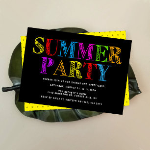 Invitation Typographie Lumineuse et Colorée Fête d'Été