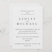 Invitation TYPOGRAPHIE LUXE ÉLÉGANTE Mariage noir et blanc (Devant / Derrière)