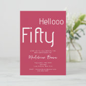 Invitation Typographie Magenta Rouge moderne 50e anniversaire (Debout devant)
