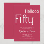 Invitation Typographie Magenta Rouge moderne 50e anniversaire (Devant / Derrière)