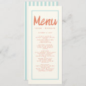 Invitation Typographie Manuscrite Bleu Rouge Menu de Mariage (Devant / Derrière)