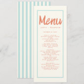 Invitation Typographie Manuscrite Bleu Rouge Menu Mariage Rét (Devant / Derrière)