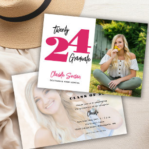 Invitation Typographie manuscrite de fin d'études 2024