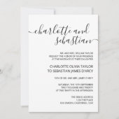 Invitation Typographie manuscrite de script noir blanc élégan (Devant)