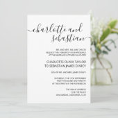 Invitation Typographie manuscrite de script noir blanc élégan (Debout devant)