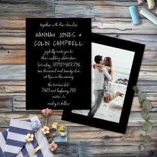 Invitation Typographie manuscrite décontractée blanc et noir