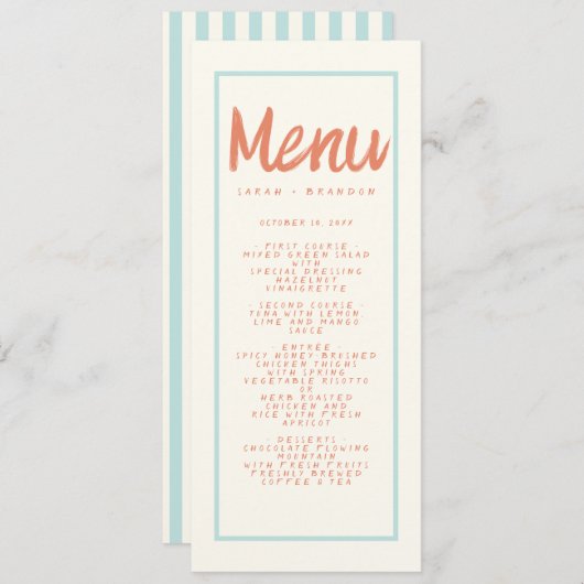 Invitation Typographie Manuscrite Rétro Mariage Bleu Rouge Me (Devant / Derrière)