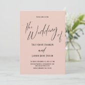 Invitation Typographie Manuscrite Simple Le Mariage de Blush (Debout devant)