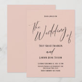 Invitation Typographie Manuscrite Simple Le Mariage de Blush (Devant / Derrière)