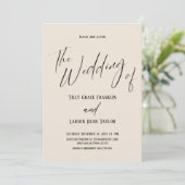 Invitation Typographie Manuscrite Simple Le Mariage de Crème (Debout devant)