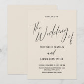 Invitation Typographie Manuscrite Simple Le Mariage de Crème (Devant / Derrière)