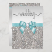 Invitation Typographie Mariage de la Bow Turquoise des Séquen (Devant / Derrière)