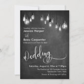 Invitation Typographie mariage, Edison Lights sur tableau de (Devant)