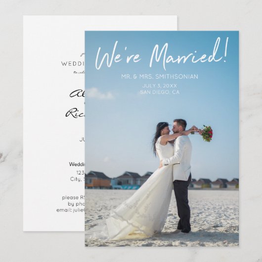 Invitation Typographie Mariage et réception 2v (Devant / Derrière)