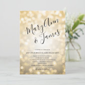 Invitation Typographie Mariage simple Champagne d'or Lumières (Debout devant)