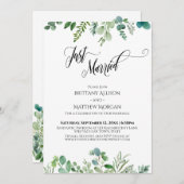 Invitation Typographie Mariée Eucalyptus Vert (Devant / Derrière)