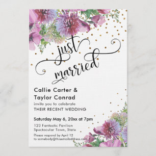 Invitation Typographie mariée Fleur sauvage Gold Confetti