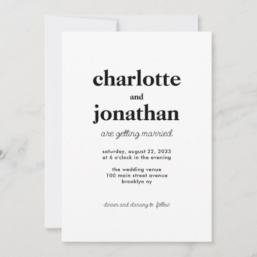 Invitation Typographie mariée moderne QR Code Mariage photo (Devant)