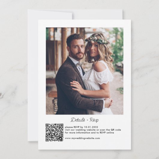 Invitation Typographie mariée moderne QR Code Mariage photo (Dos)