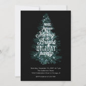 Invitation Typographie Merry et Bright Holiday Party (Devant)