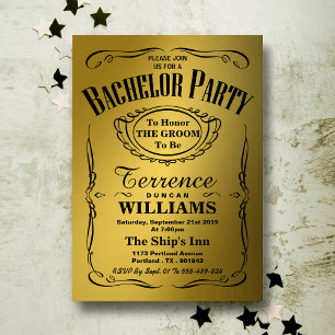 Invitation Typographie métallisée dorée tendance pour enterre