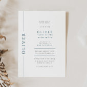 Invitation Typographie minimale bleu et blanc pour Bar Mitzva