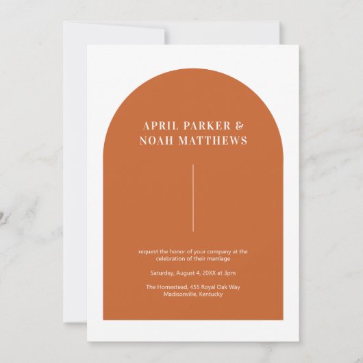 Invitation Typographie minimale de forme d'arc moderne Burnin (Devant)