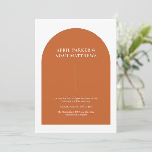 Invitation Typographie minimale de forme d'arc moderne Burnin (Debout devant)