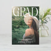 Invitation Typographie minimale et photo de graduation (Debout devant)