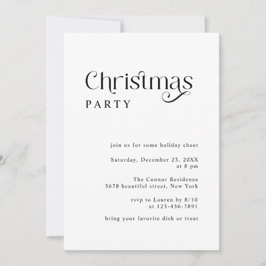Invitation Typographie minimale Fête de Noël rétro (Devant)