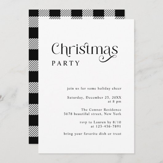 Invitation Typographie minimale Fête de Noël rétro (Devant / Derrière)