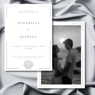 Invitation Typographie minimale Mariage photo Black White She