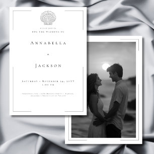 Invitation Typographie minimale Mariage photo Black White She