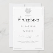 Invitation Typographie minimale Mariage photo Black White She (Devant)