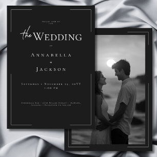 Invitation Typographie minimale Mariage photo noir et blanc