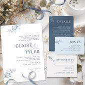 Invitation Typographie minimale moderne bleue de mariage form