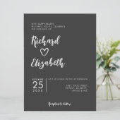 Invitation Typographie minimale Nettoyer Mariage moderne fonc (Debout devant)