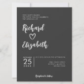 Invitation Typographie minimale Nettoyer Mariage moderne fonc (Devant)