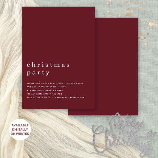 Invitation Typographie minimale Noël Fête Bourgogne