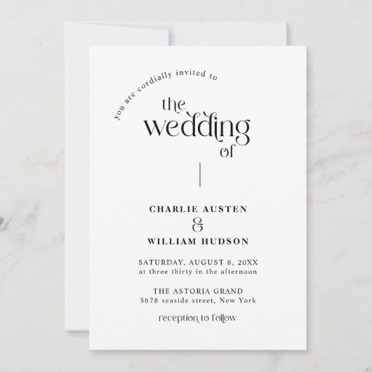 Invitation Typographie minimale Rétro Qr Code Mariage (Devant)