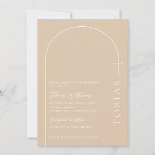 Invitation Typographie minimaliste croiser arche beige baptêm