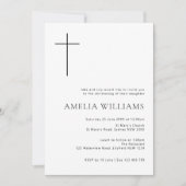 Invitation Typographie minimaliste croix arche baptême (Devant)