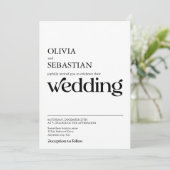 Invitation Typographie minimaliste moderne Mariage blanc (Debout devant)