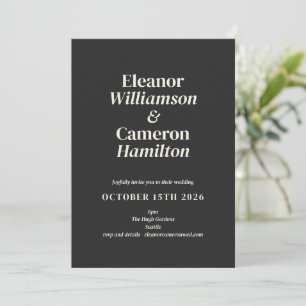 Invitation Typographie minimaliste moderne noir blanc classiq