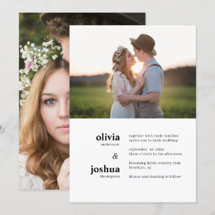 Invitation Typographie minimaliste moderne simple Deux Mariag